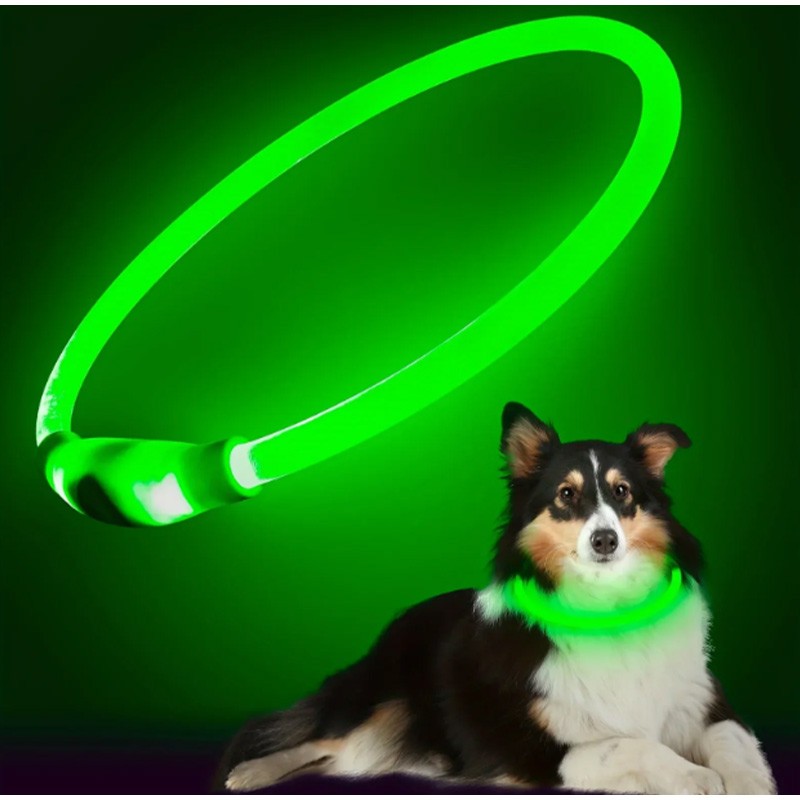 Coleira LED para Cães para Segurança Noturna Coleira Brilhante Recarregável para Pets com 3 Modos Alta Visibilidade para Gatos e Cães em Passeios Noturnos