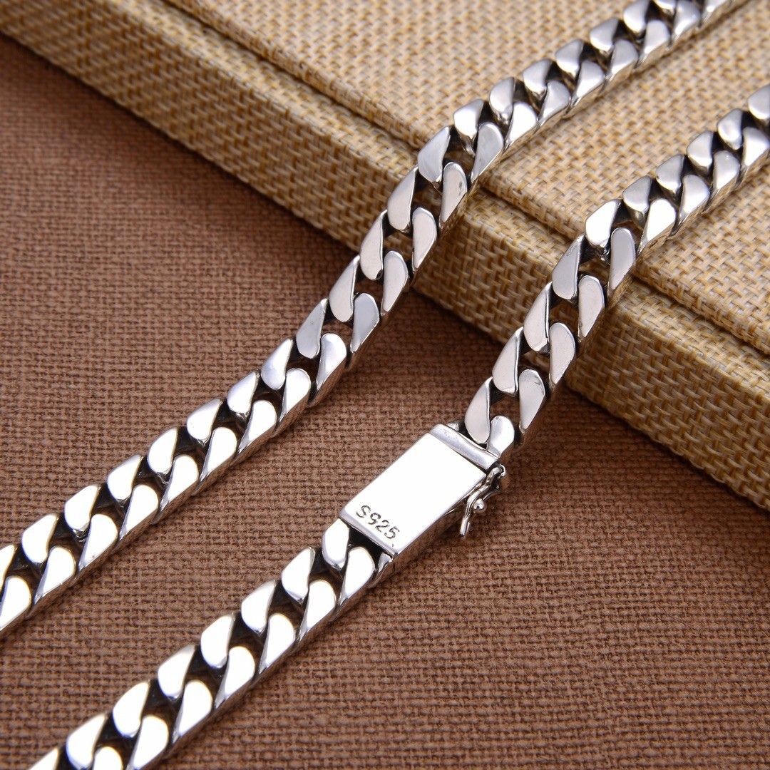 100% S925 Sterling Silver Bracelet 8MM Punk S925 Silver Jewelry Never Fade Carry certificate Men Women Jewelry Gifts