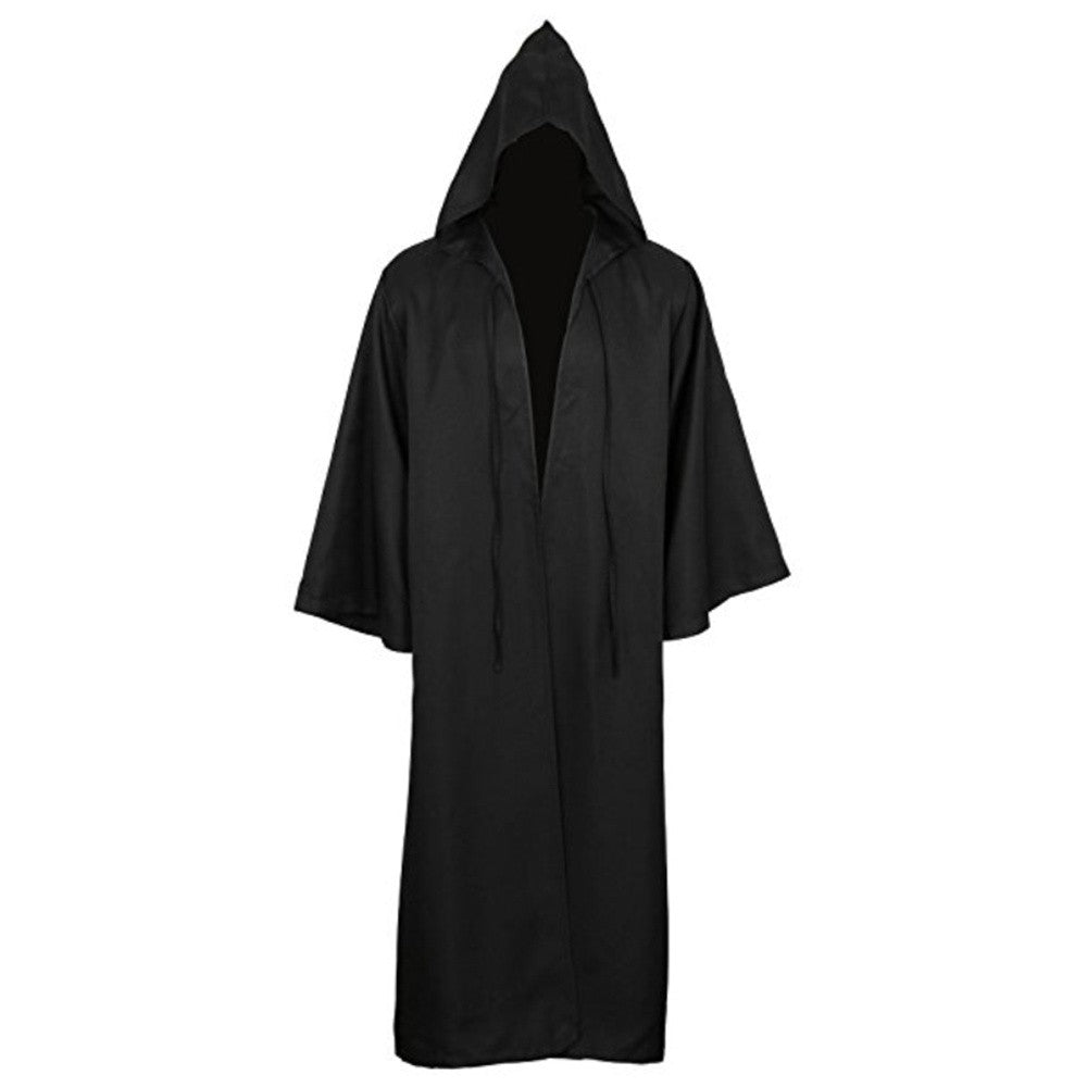 Black Cape Black Cloak Jedi Warrior Costume for Adults, Vampire Cape with Hood, Adult Halloween Cosplay Vampire Christmas Party