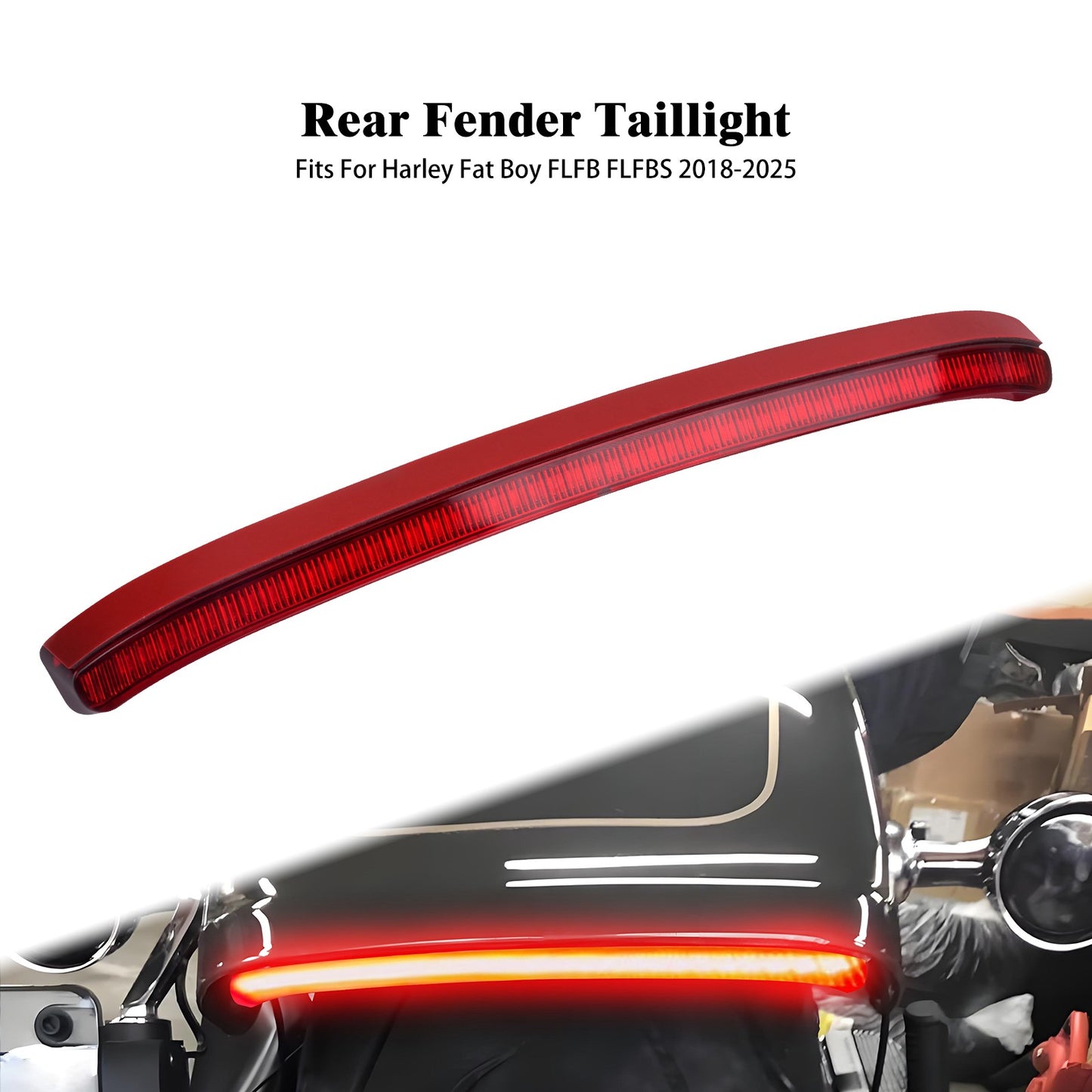 Motorcycle LED Light Rear Fender Turn Signal Brake Indicator For Harley Softail Fat Boy FLFB FLFBS 18-25 Taillight Running Lamp