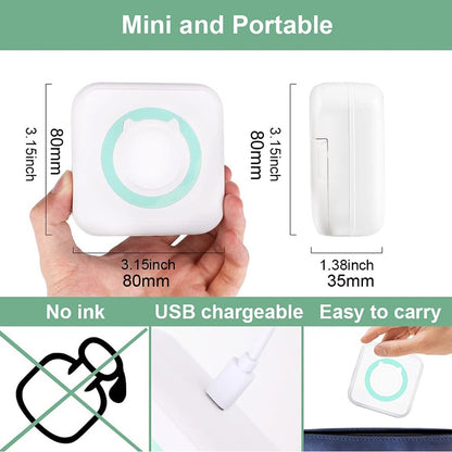 Portable Mini printer,thermal pocket Label  printer, for Android or IOS APP, inkless sticker printer, suitable for home, office