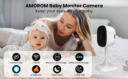 1080P Hd Wifi Ip Camera Indoor Night Vision Ai Detection Surveillance Cube Cameras for Pet Baby Monitor with Alexa & Google Home