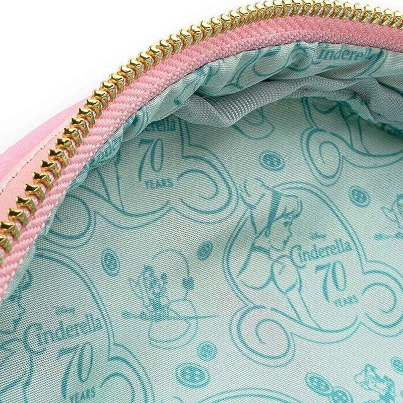Mochila Loungefly Mini Princessa Gus e Jaq Teacup 70º Aniversário Lenticular Série Cinderela