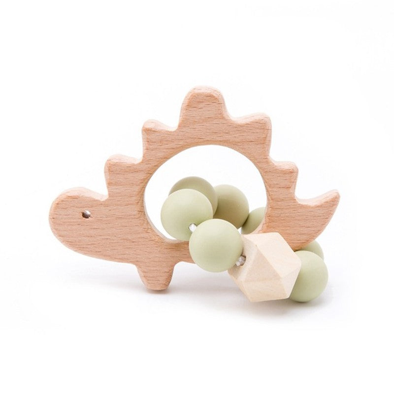 Wooden Rattle Teether Baby Toys Crochet Beads Baby Teether Baby Nursing Bracelet Rattle Chewable Teething Beads For Kids Gifts