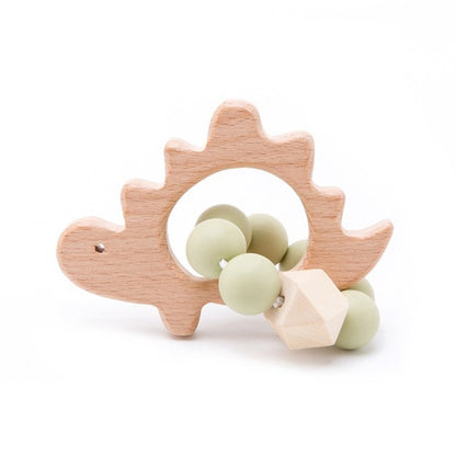 Wooden Rattle Teether Baby Toys Crochet Beads Baby Teether Baby Nursing Bracelet Rattle Chewable Teething Beads For Kids Gifts