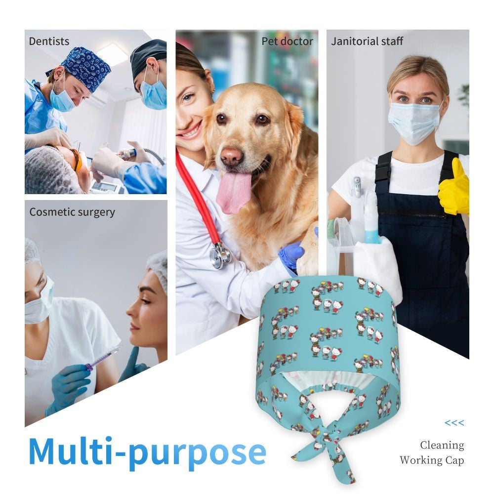 Custom Hello Kitty Medical Staff Scrubs Hat Women Men Cartoon Chara For Chef Hat Scrub Caps