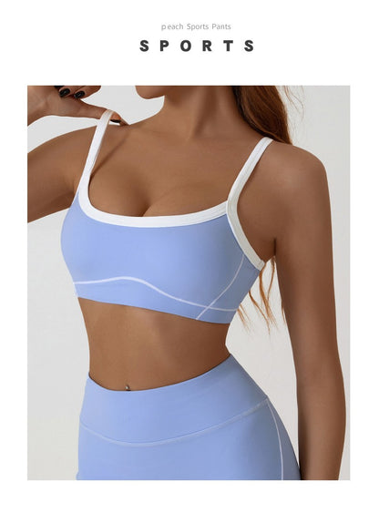 Yoga Sports Bra Color Clashing Shock Absorbing Brassiere Women Full Cup Breathable Gym Tube top Bra Yoga Workout Underwear