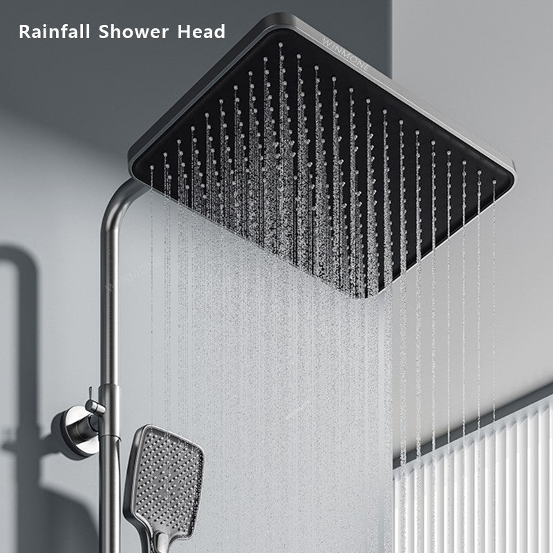 Luxury Bathroom Shower Faucet Set Smart Temperature Display Rainfall Shower System Rain Waterfall LED Bathtub Mixer Tap Showers