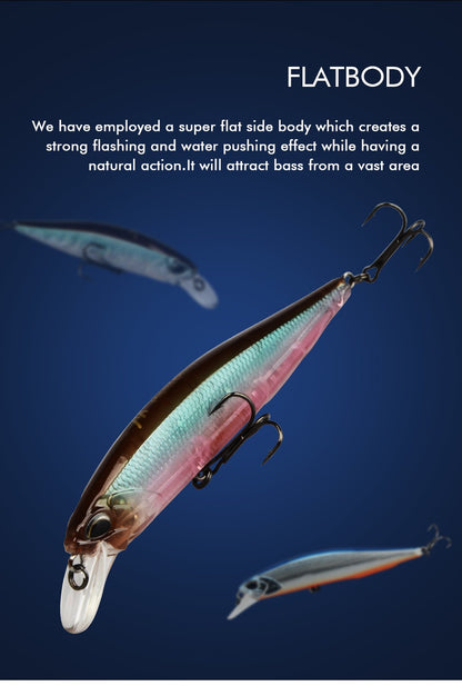 MEREDITH JERK MINNOW 100F 14g Flutuante Wobbler Isca de Pesca 24 Cores Isca Minnow Isca Dura Qualidade Profissional Profundidade0.8-1.0m