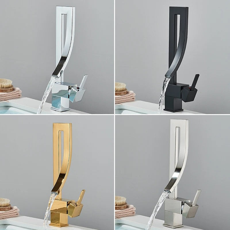 Bathroom Basin Faucet Brass Deck Mounted Mixer Taps Single Handle Single Hole Hot Cold Water Mixers Tap