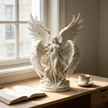 Quadruple Wing Holy Angel Sculpture Neoclassical Goddess Figurine Elegant European Art Statue Tabletop Decor Religious Present