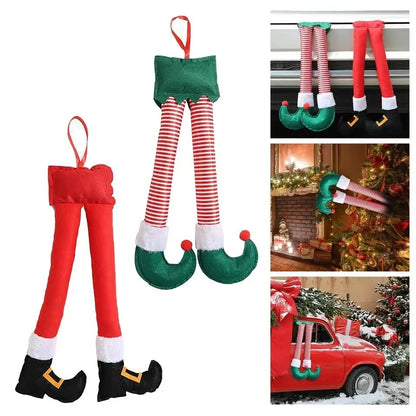 2024Ano Novo Natal Elfo Pernas de Papai Noel Acessórios de Carro Decoração de Natal para Casa Pingentes de Árvore de Natal Enfeites HappyGifts