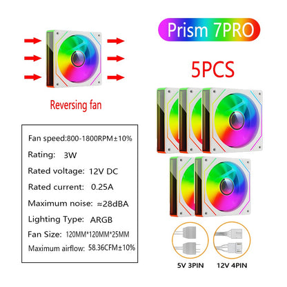 PRISM 7 PRO Computer Case Fan 120mm ARGB 4-Pin PWM Silent Cooling Fan 12V High Airflow 58.36CFM/800-1800RPM