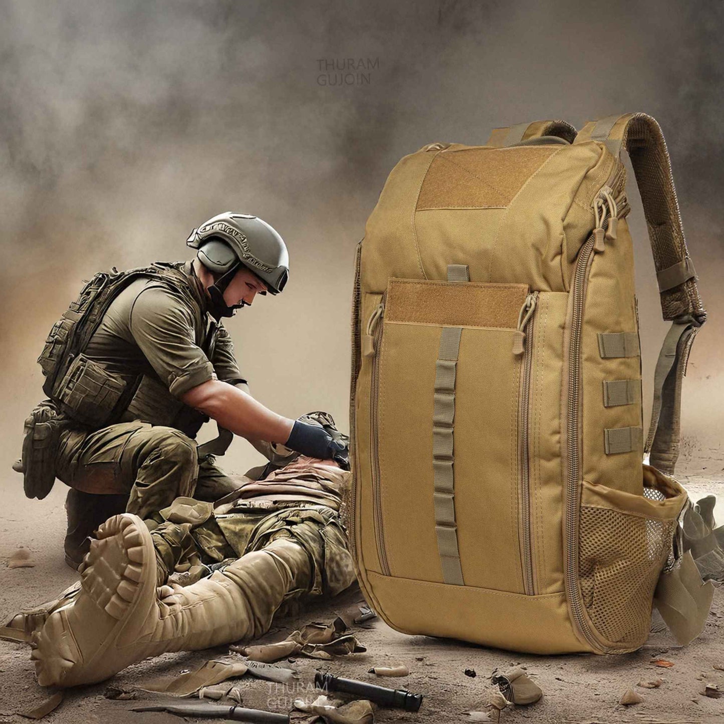 THURAM 40L Waterproof Tactical Medical Backpack First Aid Bag for Hiking Trekking Hunting Fishing Camping Outdoor Sports