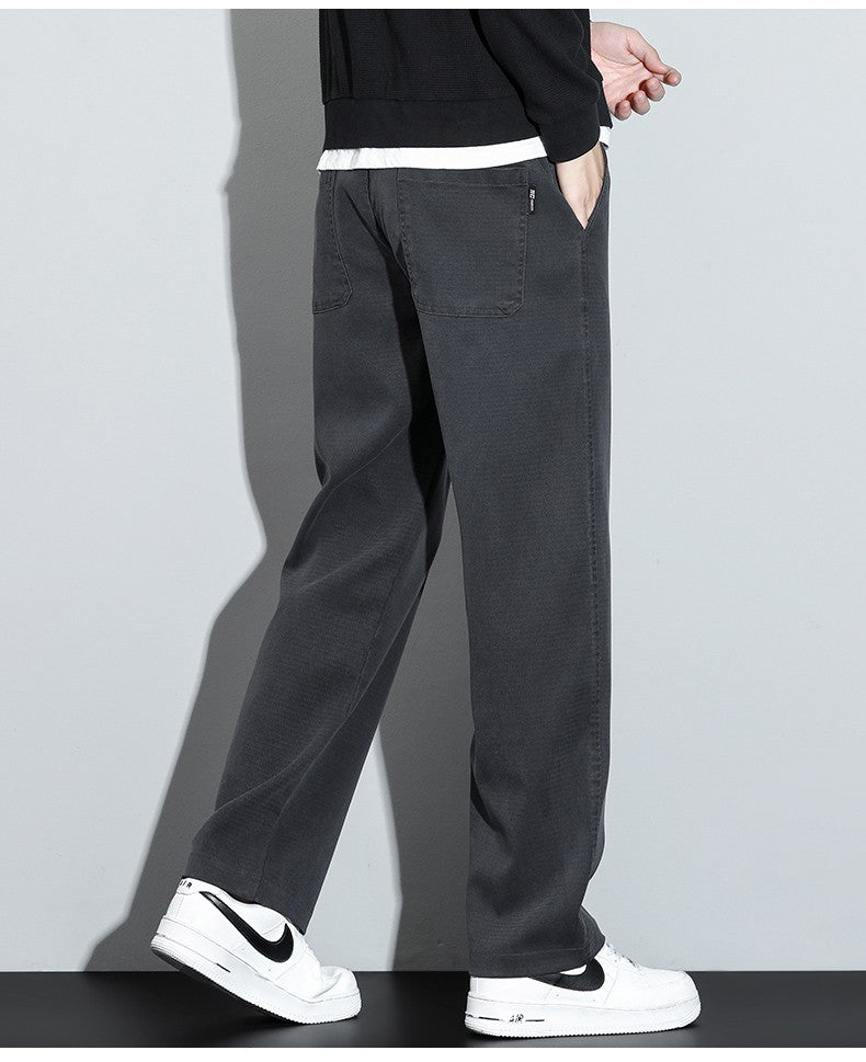 Mens Lyocell Straight Loose Elastic Waist Jeans 2025 Autumn Winter Fashion Brand Comfortable Versatile Pants Plus Size 5XL
