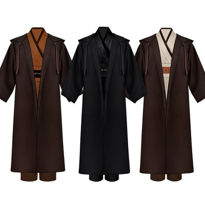 Obi Wan Kenobi Men Robe Jedi Knight Tunic Costume Hooded Uniform Full Set for Halloween Carnival Role Playing Costume