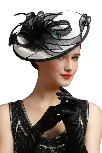 Grande Chapéu Fascinator Sinamay em Promoção Quente Chique Colorido Kentucky Derby Hat Chapéu de Chá com Flores Adorno de Cabeça Feminino Cartola Chapéu de Igreja