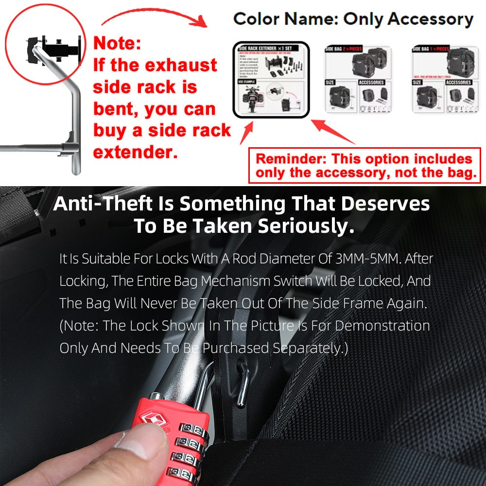 Rhinowalk Motorcycle Side Bag Quick Release Waterproof 35L Anti-Theft With Lock Hole For BMW R1300GS  R1250GS R1200GS S1000XR