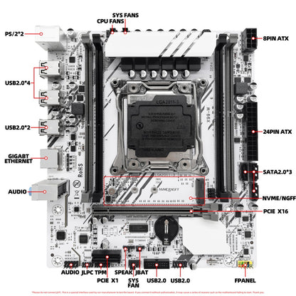 ZSUS X99 Motherboard Set Kit With LGA2011-3 Xeon E5 2650 V4 CPU DDR4 16GB (1*16GB) 2133MHZ RAM Memory NVME M.2 SATA