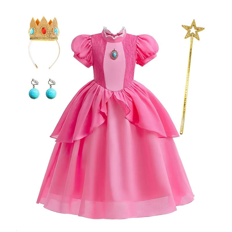 Kids Rosalina Peach Princess Dress Girls Halloween Disguise Cosplay 2026 New Movie Costume Birthday Vestido Halloween Carnival