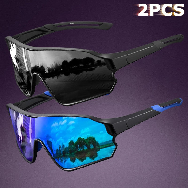 2 Pack Unisex Sports Sunglasses for Cycling, Fishing, Driving, Hiking - UV400 Protection Outdoor Eyewear