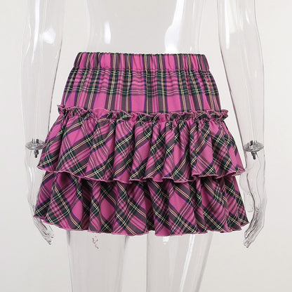 High Waist Slim Lolita Cosplay Y2k Skirt Japanese College Style Youth Girl Plaid Skirt Female Goth Skirt Pink Skirt