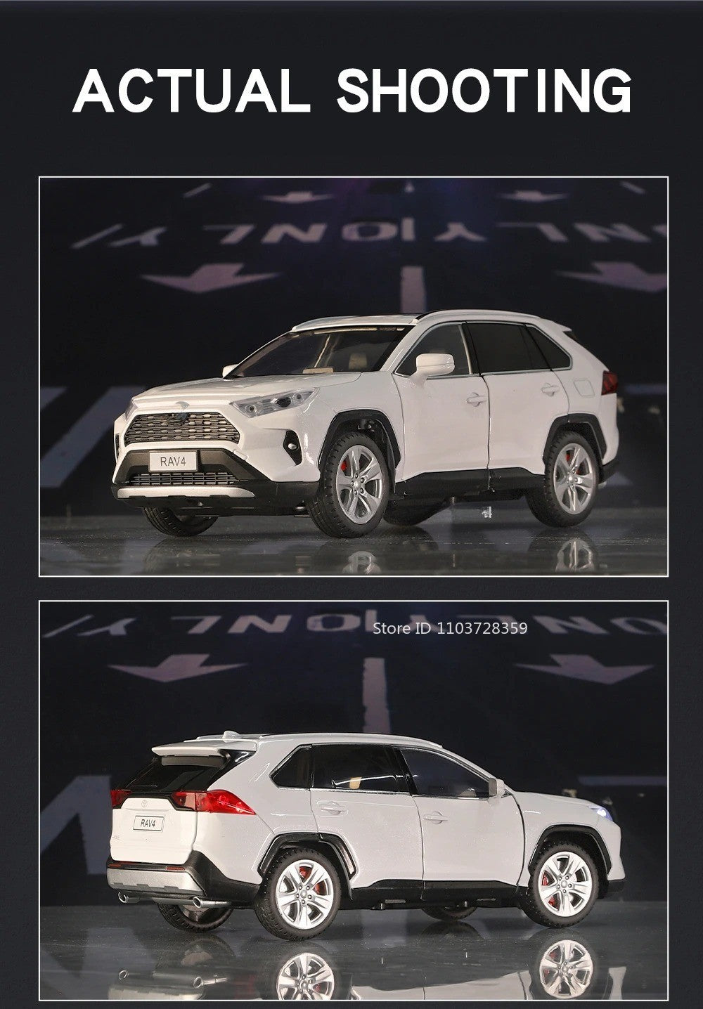 Miniaturas de carros Highlander RAV4 em liga fundida escala 1:24, com som, luz, portas que abrem, função de fricção e absorção de choque – Presente para meninos