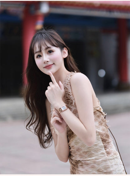 Classic square waterproof stainless steel material women's quartz watch