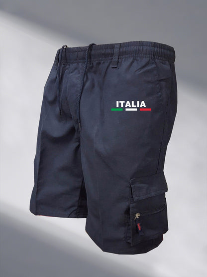 Men's Tactical Shorts Summer Casual Cargo Shorts Knee-length Multi-pockets Elastic Waist Work Hiking Overalls Short Pants Male