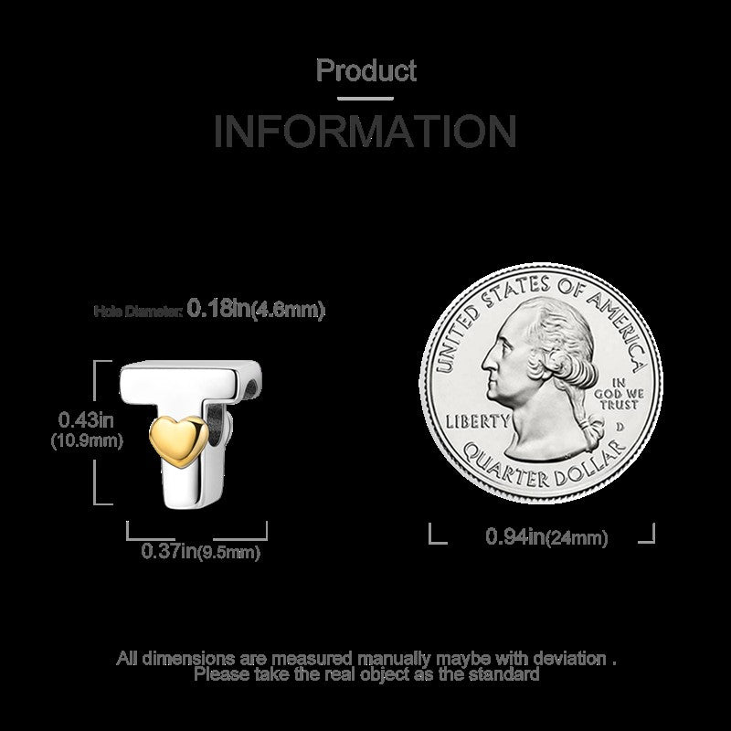 Fit Original Bangle Bracelet DIY A-Z Alphabet Charms Bead 925 Sterling Silver CZ Zircon LOVE Letter Dangle Pendant Jewelry Gift