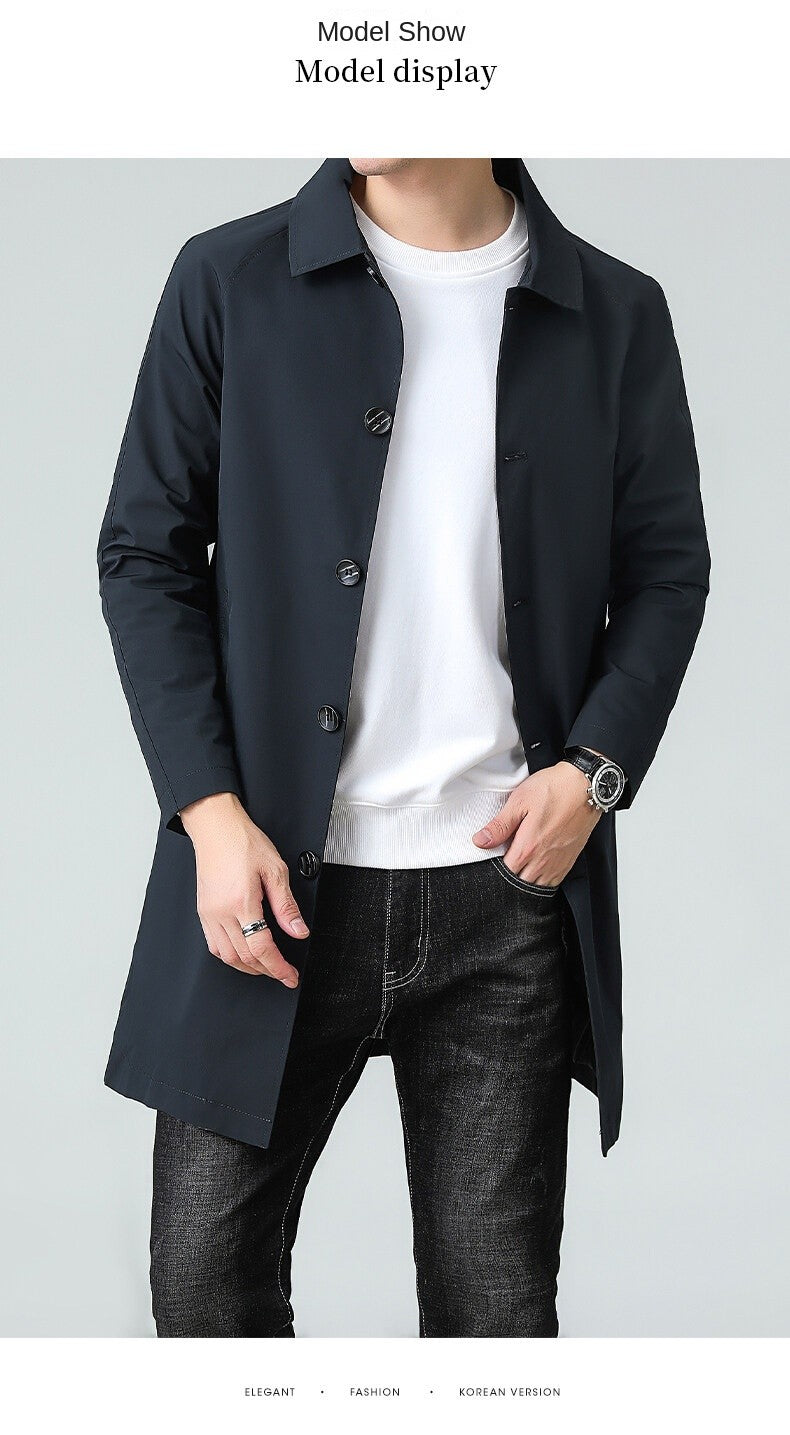 Top Quality Korean New Brand Casual Fashion Long Men Trench Coat  Windbreaker Overcoat Slim Fit Long Jacket Men Clothing