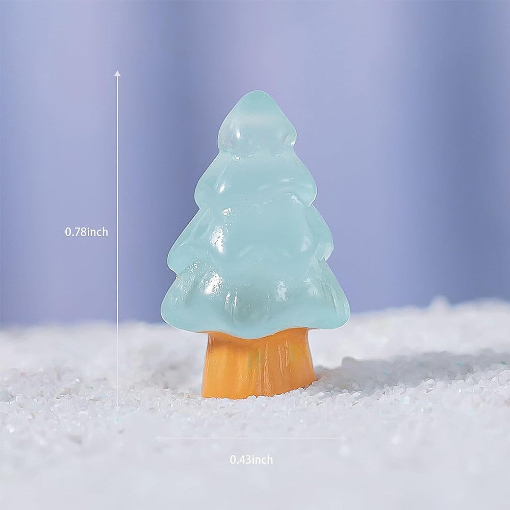 10/20pcs Mini Resin Christmas Tree Miniature, Glow In the Dark Fairy Garden Home Ornament, Micro Landscape DIY Craft Decoration