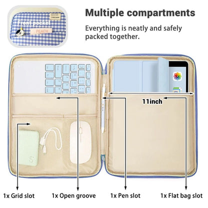 Tablet Sleeve Bag 7.9-12.9 inch Handbag Case For iPad Pro/Samsung/ Xiaomi Sleeve Bag Cover Shockproof Pouch Multi Pockets