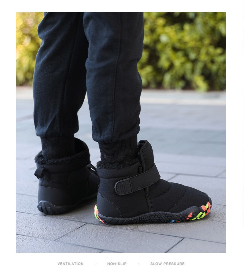 Kids 2025 New Wide Toe Barefoot Snow Boots Boys Girls Winter Minimalist waterproof Sneakers Girls Boys Non-Slip Warm Snow Boots