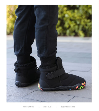 Kids 2025 New Wide Toe Barefoot Snow Boots Boys Girls Winter Minimalist waterproof Sneakers Girls Boys Non-Slip Warm Snow Boots