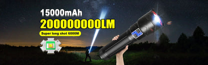 2025 New Ultra Bright LED Flashlight USB Rechargeable Zoom Flashlights Long Range 6000M Tactical Torch Camping Fishing Work Lamp