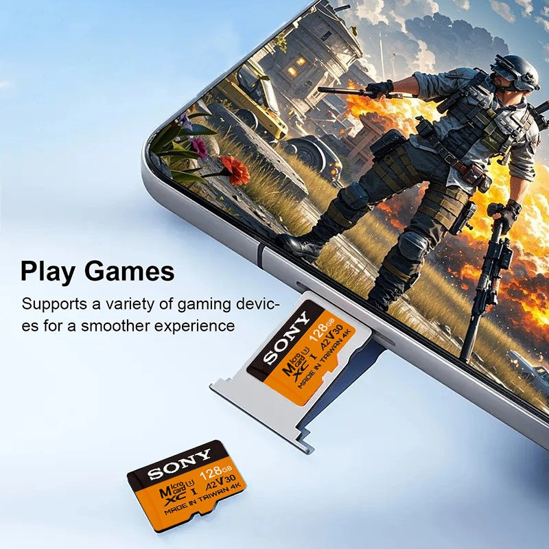 Cartão SD SONY de alta velocidade 2 TB V30 A2 4K 512 GB 256 GB 128 GB Cartão de memória Adaptador Micro TF SD de 1 TB para uso cruzado em smartphone/tablet/PC
