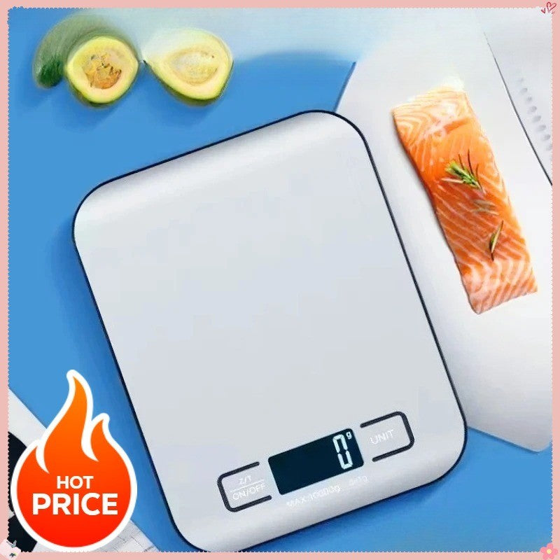 Nova Balança Digital Eletrônica de Cozinha 5kg-1g com Display LED Painel de Aço Inoxidável Ideal para Casa Joias Lanches e Cozimento