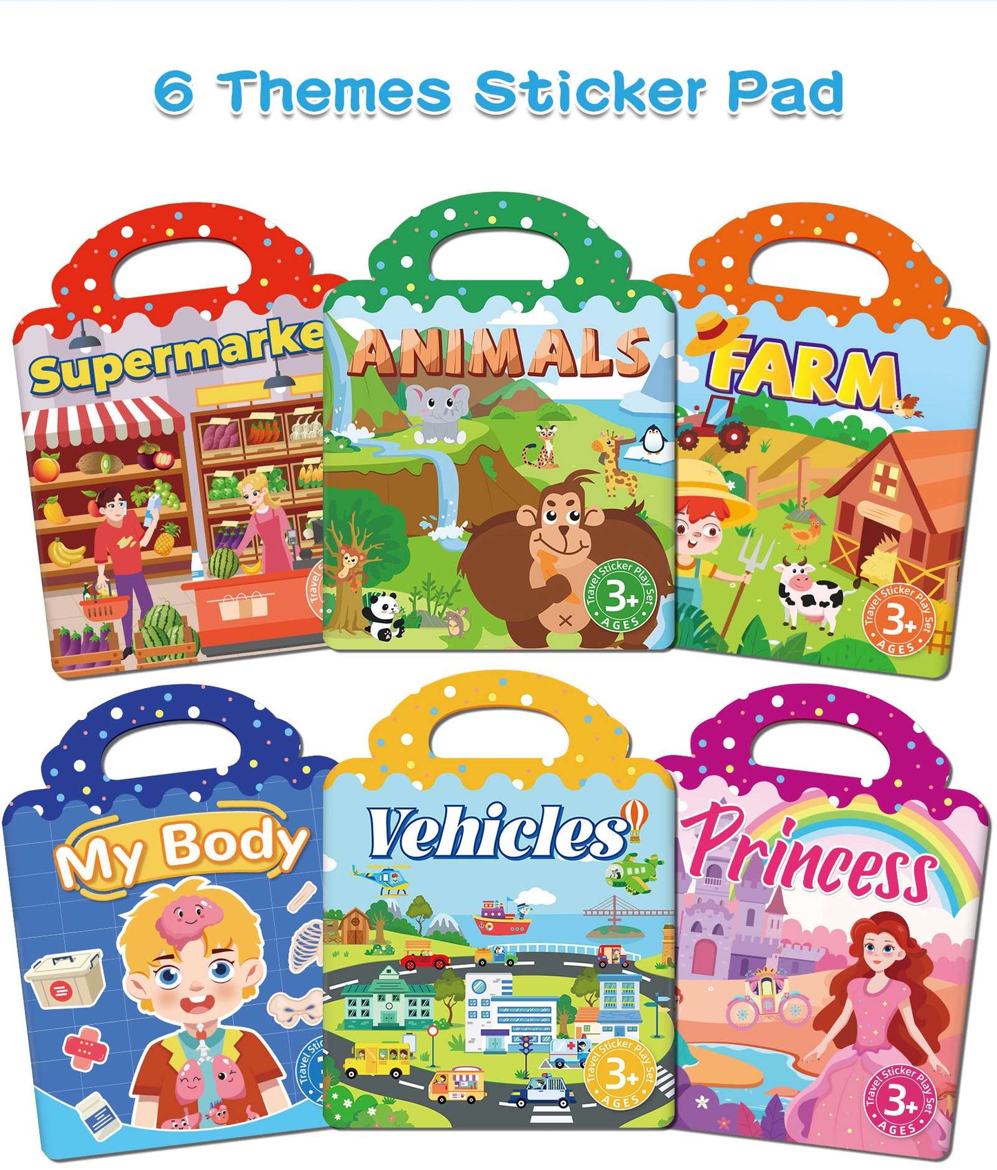 Kids' Reusable DIY Sticker Books Multi-Theme Bubble Sticker Jelly Stickers Portable Montessori Sticker Toy Gifts for Children