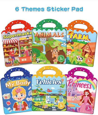 Kids' Reusable DIY Sticker Books Multi-Theme Bubble Sticker Jelly Stickers Portable Montessori Sticker Toy Gifts for Children