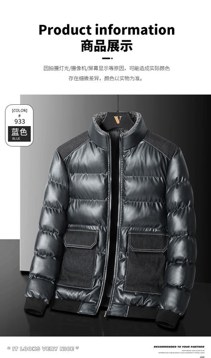 2024 Autumn/Winter New Men's Cowboy Coat Men's Youth Collar Jacket Men Single row Concealed Buckle Casual top big size