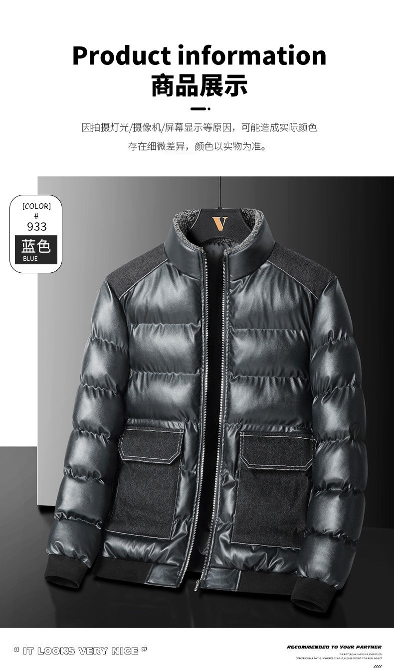 2024 Autumn/Winter New Men's Cowboy Coat Men's Youth Collar Jacket Men Single row Concealed Buckle Casual top big size