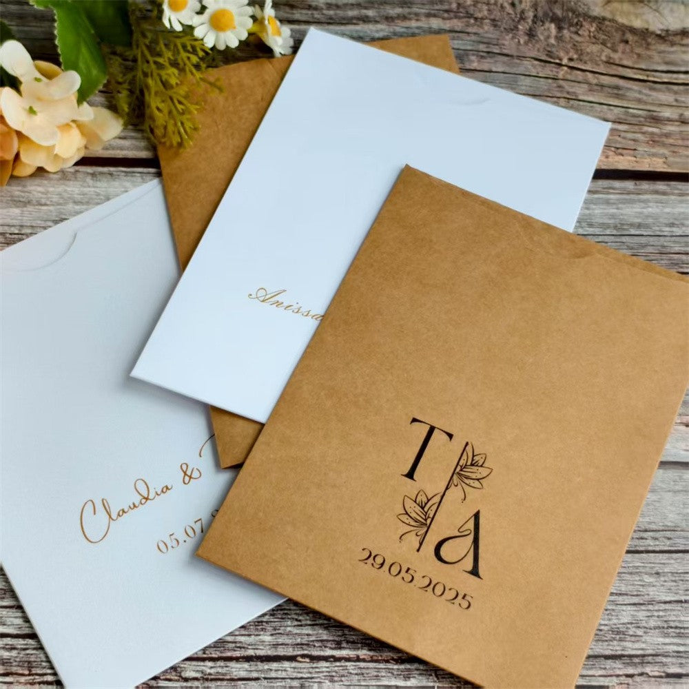 Customized Invitation Envelope, Personalized Wedding Card Holder, Blank Pocket Envelop 50 Sets