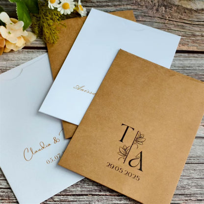 Customized Invitation Envelope, Personalized Wedding Card Holder, Blank Pocket Envelop 50 Sets