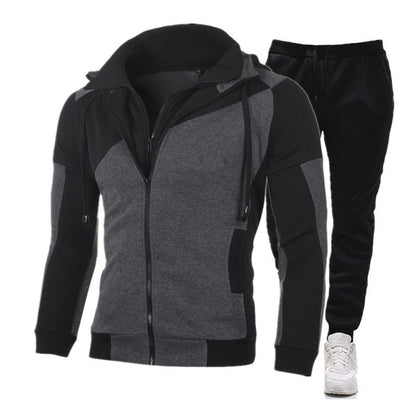 Spring Autumn 2020 Men's Sweat Suit Set Tracksuit Men Outfit Full Sleeve Tops with Hood Outdoor Sport Wear Men's Hooded Suit