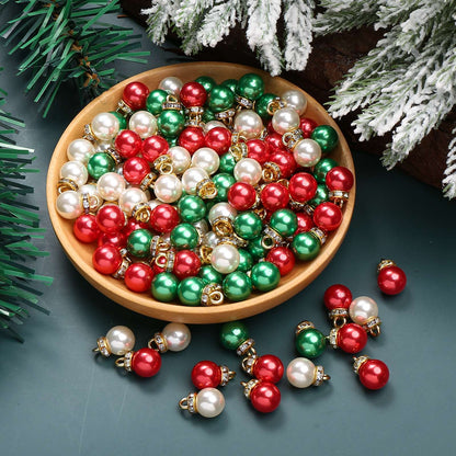 20pcs/set Shiny CCB Christmas Beads Pendant Classic Golden Rhinestone Spacer Beads For Earrings  Making Fashion Accessories