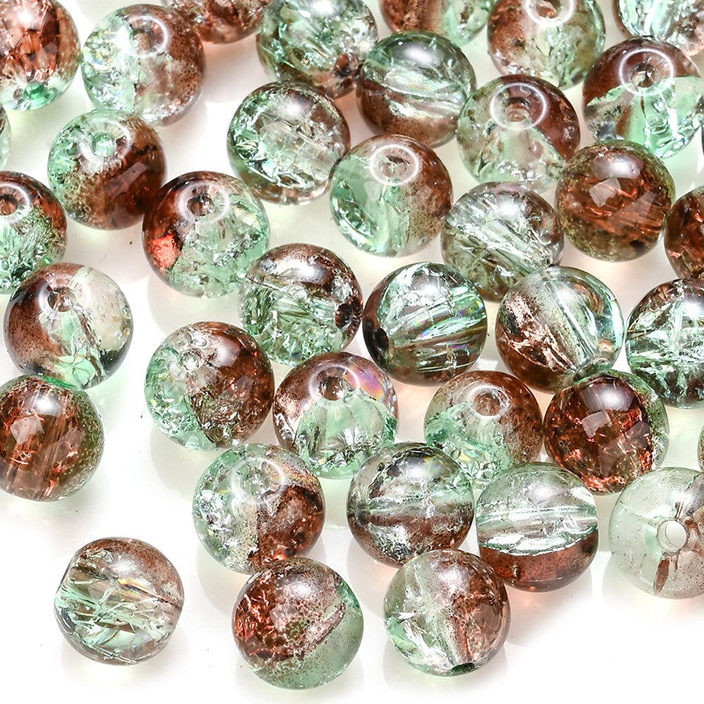 100pcs 8mm Christmas Crystal Glass Crack Beads Red and Green Gradient Spacer Beads for DIY Bracelet Necklace Jewelry Making