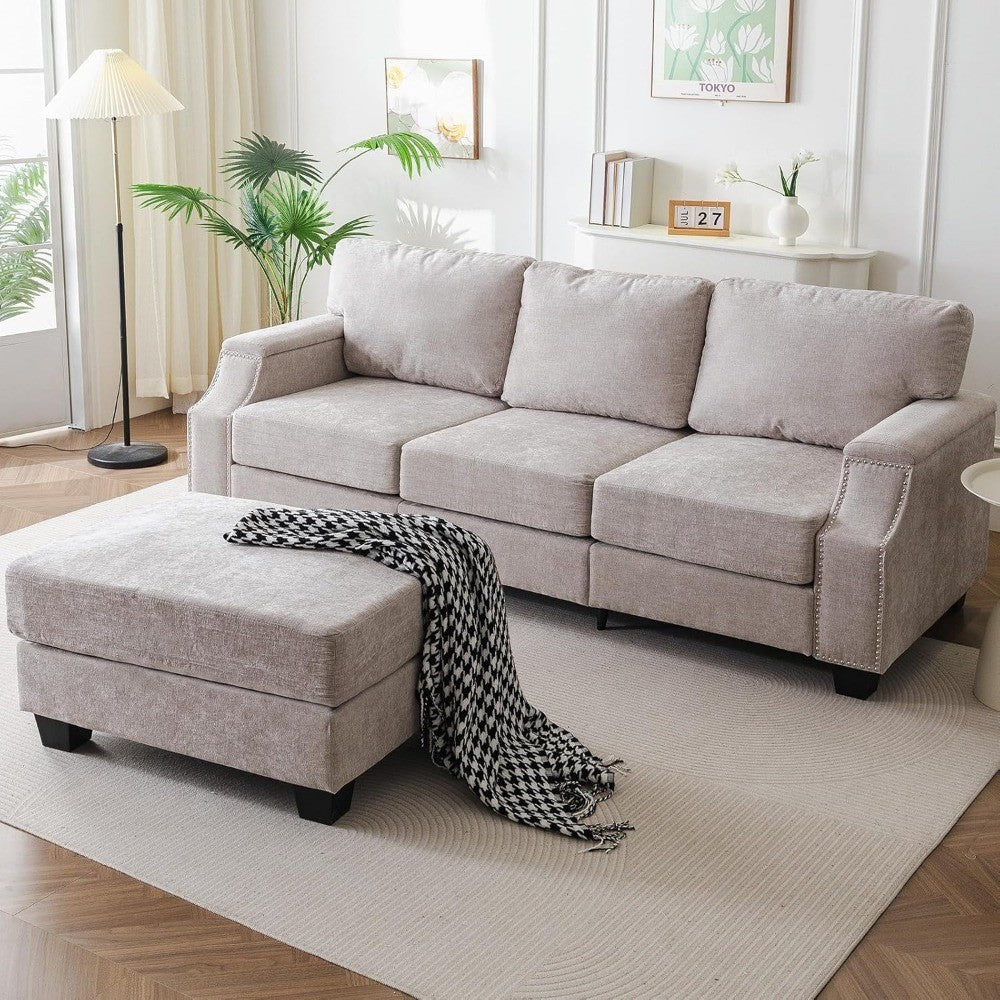 85" Sectional Couches with Storage Ottoman,L Shaped Couch with ,3-Seater Sofa,Thick Cushions,Small Sofas