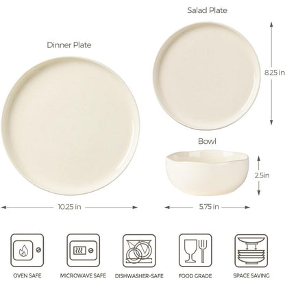 ceramic dinnerware sets for 4, 12 pieces porcelain lightweight plates and bowls sets, scratch resistant dish set, oven & microw