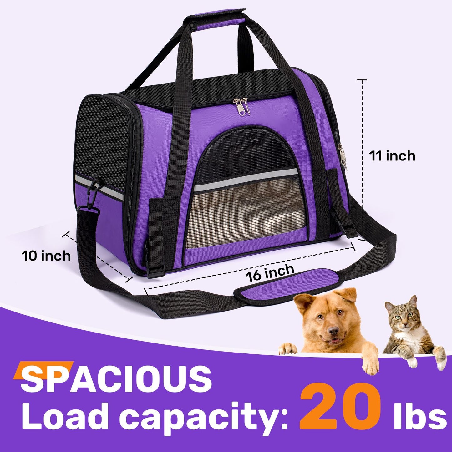 Transportador para Cães Pequenos, Transportadores de Animais de Estimação Pequenos e Médios de até 6,8 kg, Transportador para Gatos com Laterais Macias, Bolsa Portátil Dobrável para Gatos e Cães, Aprovado por Companhias Aéreas